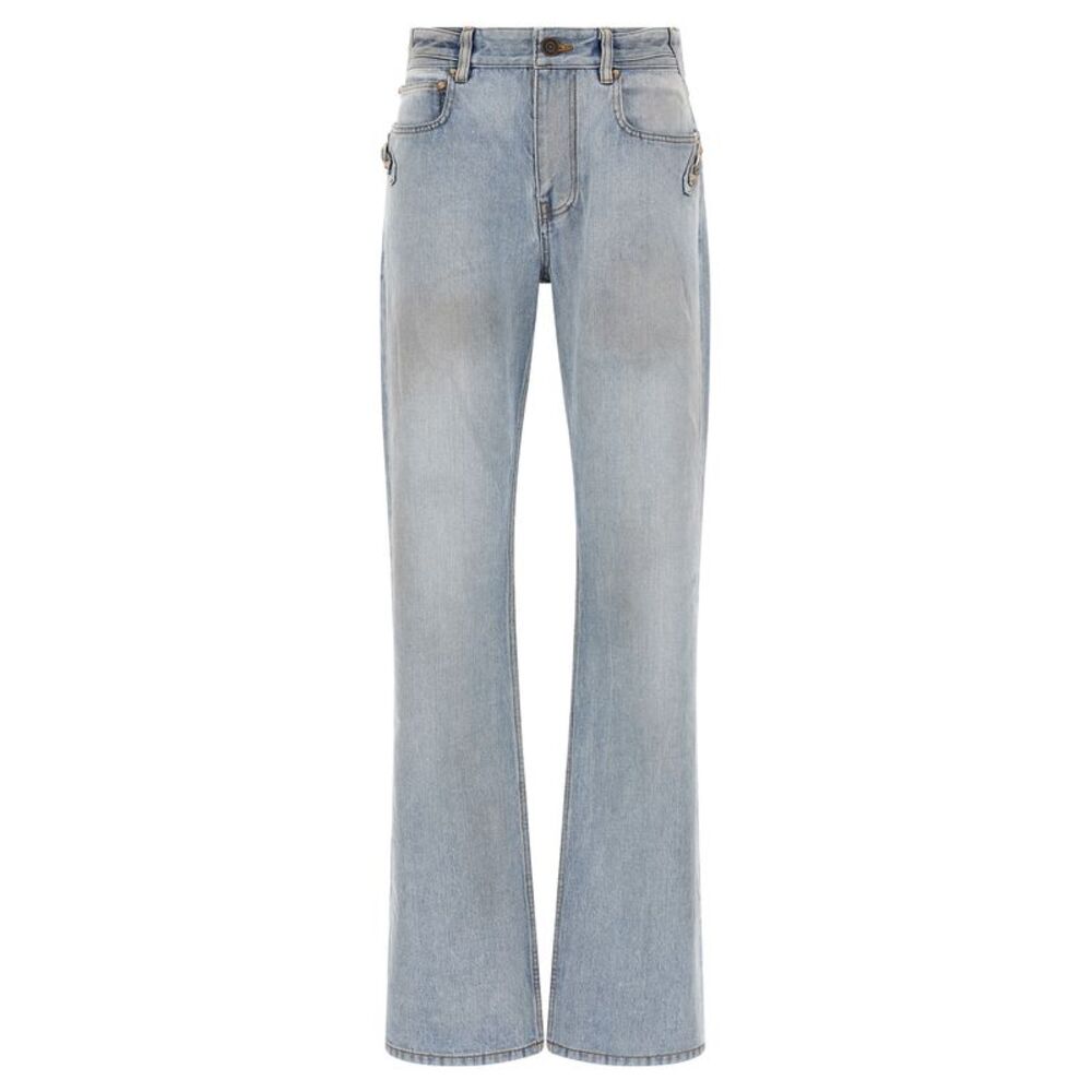 Balenciaga Blue Cotton Straight-Leg Women's Jeans